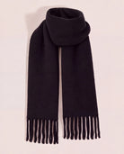 Black $|& Fame Accessories Solid Fringe Scarf - Hanger Detail