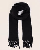 Black $|& Fame Accessories Solid Fringe Scarf - VOF Detail