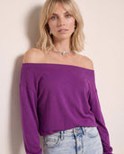 Amethyst $|& SEAS Brooksville One Shoulder Sweatshirt - VOF Front