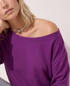 Amethyst $|& SEAS Brooksville One Shoulder Sweatshirt - SOF Full Front