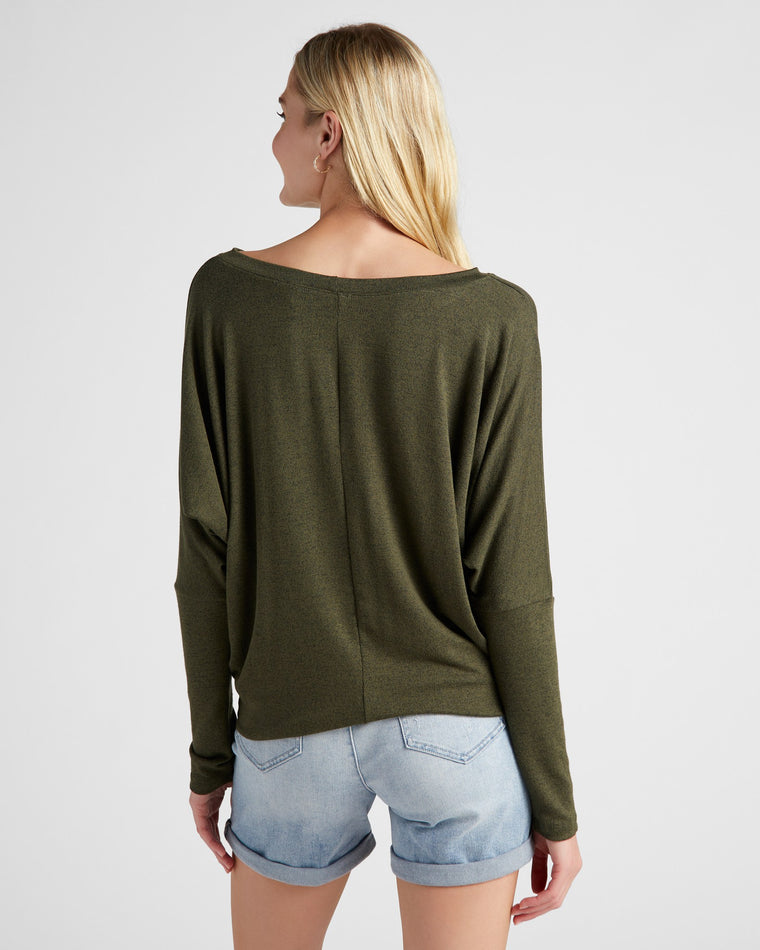 Hacci Dolman Top Olive $|& W. by Wantable Hacci Dolman Top - SOF Front