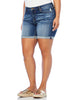 Plus Size Marley Mid Rise Distressed Frayed Cuff Short
