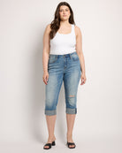 Light Wash $|& Vigoss Marley Distressed Midrise Cuffed Capri - UGC On Fig
