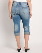 Light Wash $|& Vigoss Marley Distressed Midrise Cuffed Capri - SOF Back