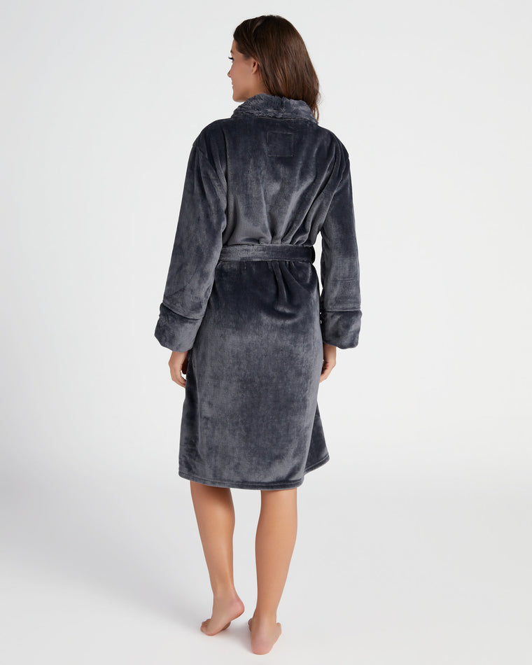 Charcoal $|& PJ Salvage Luxe Plush Robe - SOF Back