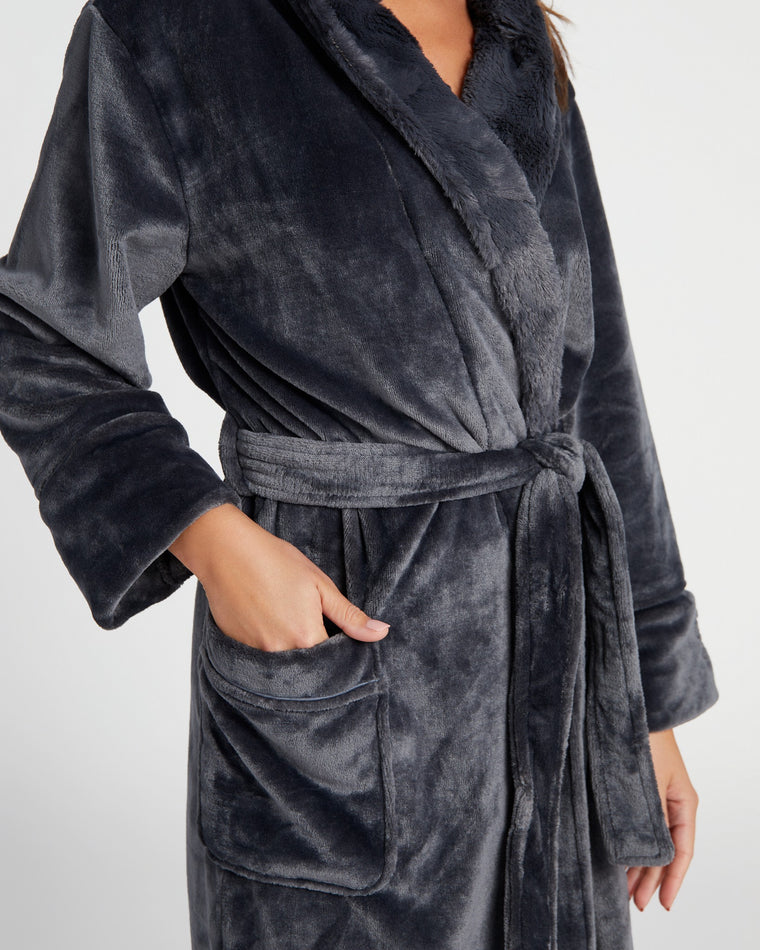 Charcoal $|& PJ Salvage Luxe Plush Robe - SOF Detail