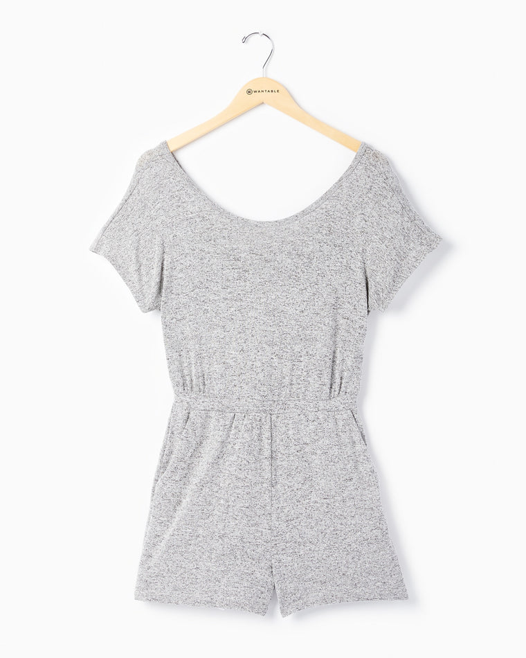 Heather Grey $|& W. by Wantable Hacci Cross Back Romper - Hanger Front