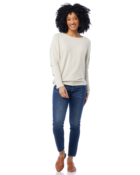 Oatmeal $|& W. by Wantable Brushed Ribbed Intermingle Dolman Top - SOF Full Front