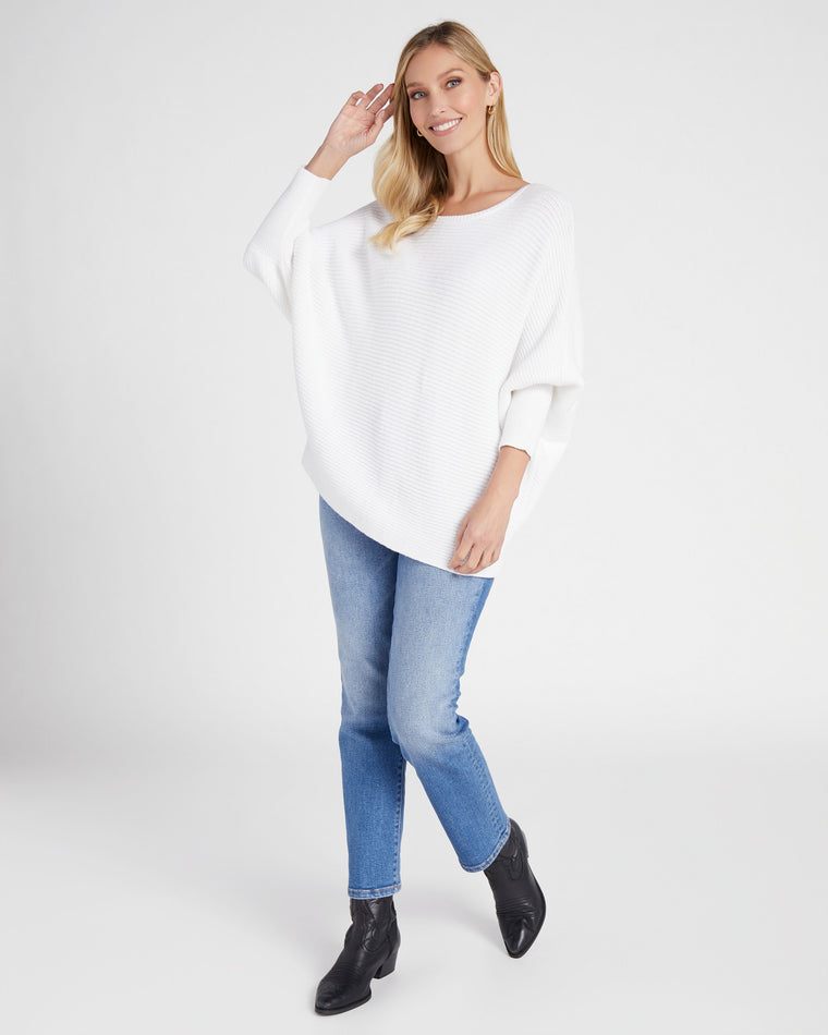 Off White White $|& Hem & Thread Oversize Dolman Sleeve Sweater - SOF Full Front