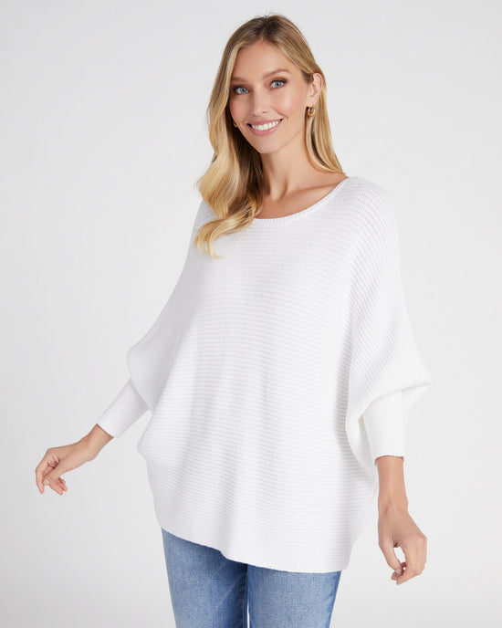 Off White White $|& Hem & Thread Oversize Dolman Sleeve Sweater - SOF Front