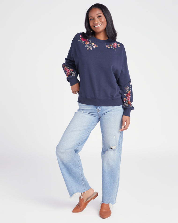 Navy/Wine $|& Driftwood Teddy Embroidered Sweatshirt - SOF Full Front