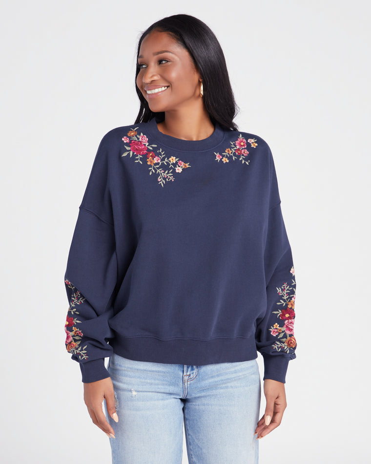 Navy/Wine $|& Driftwood Teddy Embroidered Sweatshirt - SOF Front