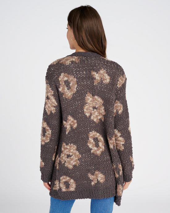 Charcoal Floral $|& B Collection by Bobeau Floral Popcorn Cardigan - SOF Back