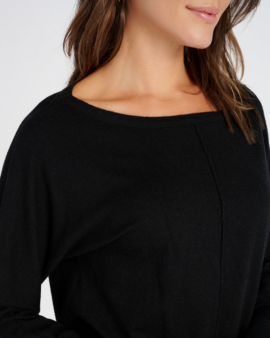 Black $|& B Collection by Bobeau Ribbed Boatneck Pullover - SOF Detail