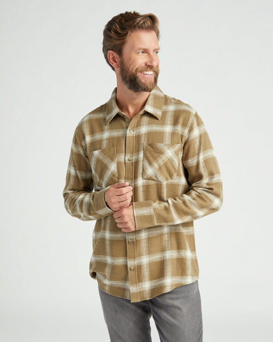 Olive/Ivory Plaid $|& Thread & Supply Ansel Shirt - SOF Front