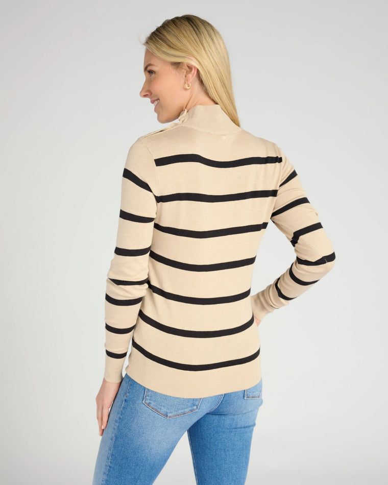 Cement Mix $|& b.young Pimba Stripe Button Jumper - SOF Back