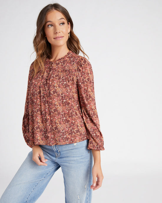 Sienna Ditsy $|& Gentle Fawn Evie Printed Long Sleeve Woven Top - SOF Front