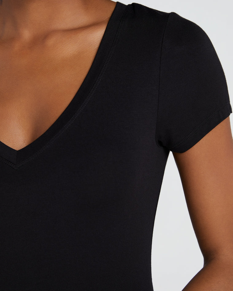 Black $|& Gentle Fawn Nellie Short Sleeve V-Neck Top - SOF Detail