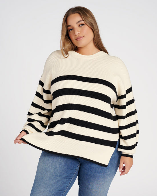 Valet Stripe $|& DEX Crew Neck Stripe Sweater - SOF Front