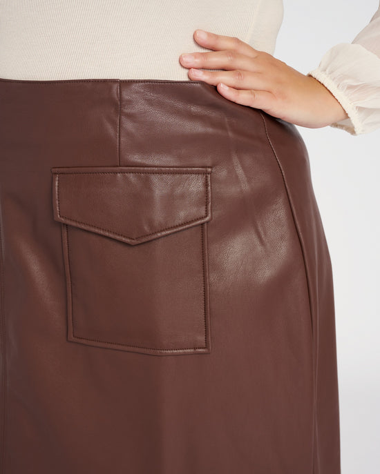 Rustic Brown $|& DEX Faux Leather Mini Skirt - SOF Detail