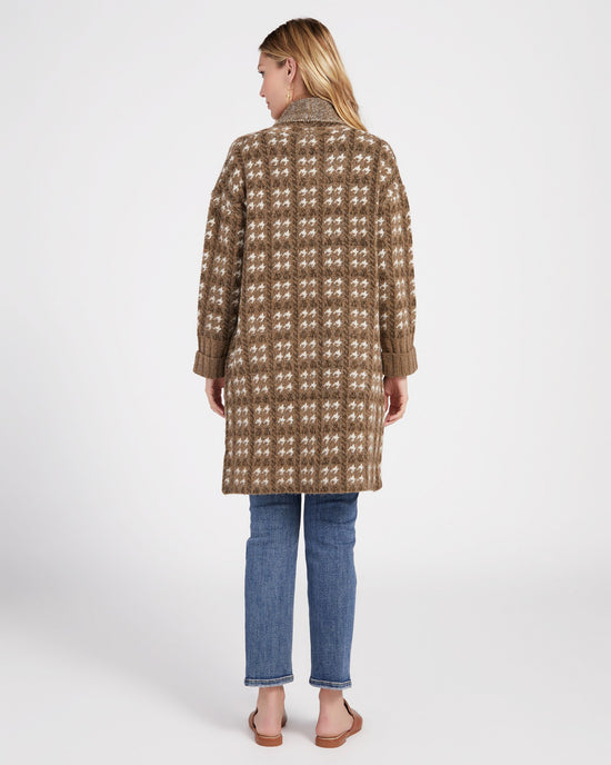 Taupe $|& Metric Long Sleeve Houndstooth Cardigan - SOF Back