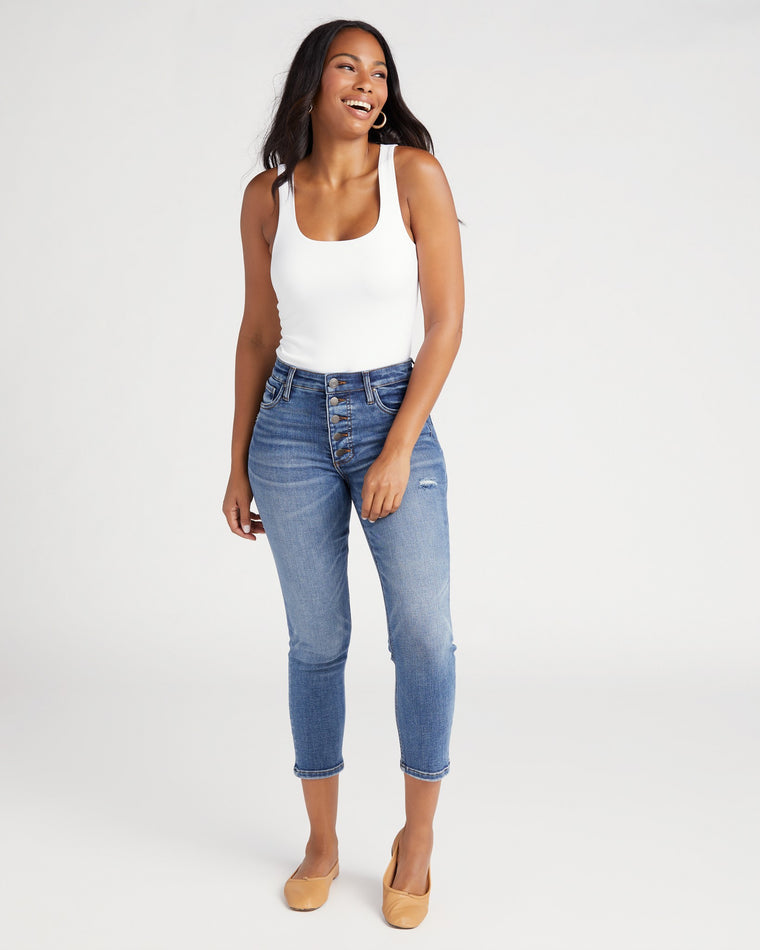 Fire Blue $|& Kut From The Kloth Rachael High Rise Fab Ab Mom Jean - SOF Full Front