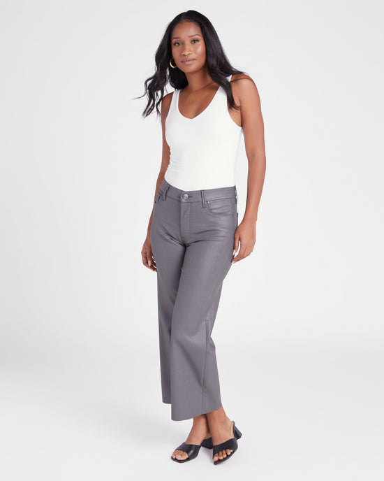 Grey $|& Kut From The Kloth Meg High Rise Fab Ab Coated Wide Leg - SOF Full Front