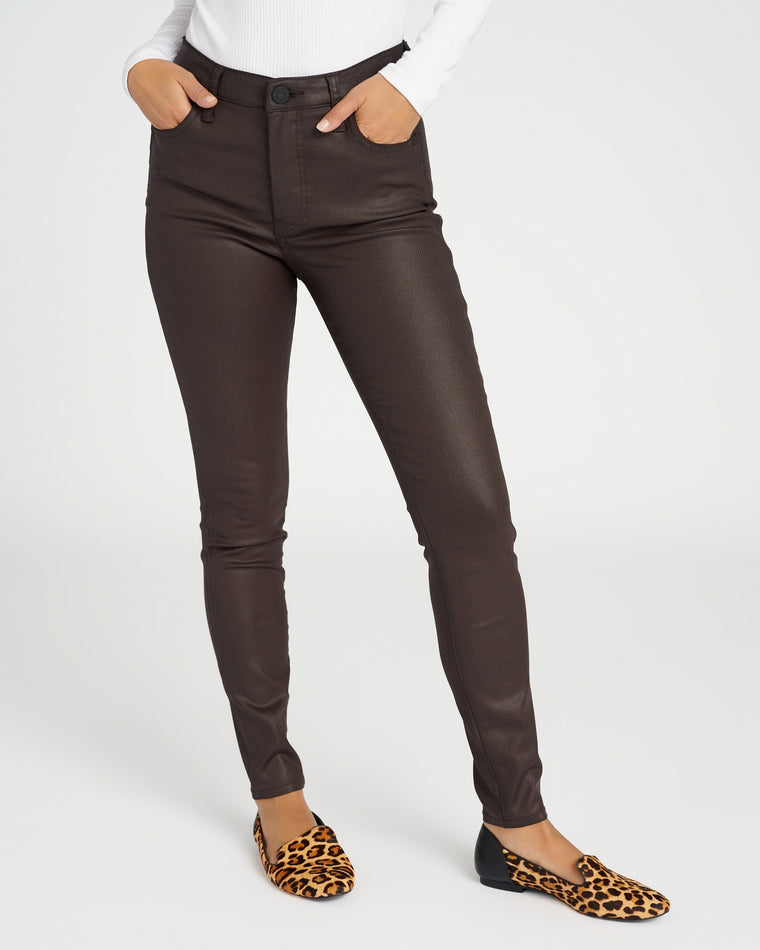 Chocolate $|& Kut From The Kloth Mia High Rise Fab Ab Coated Skinny - SOF Front