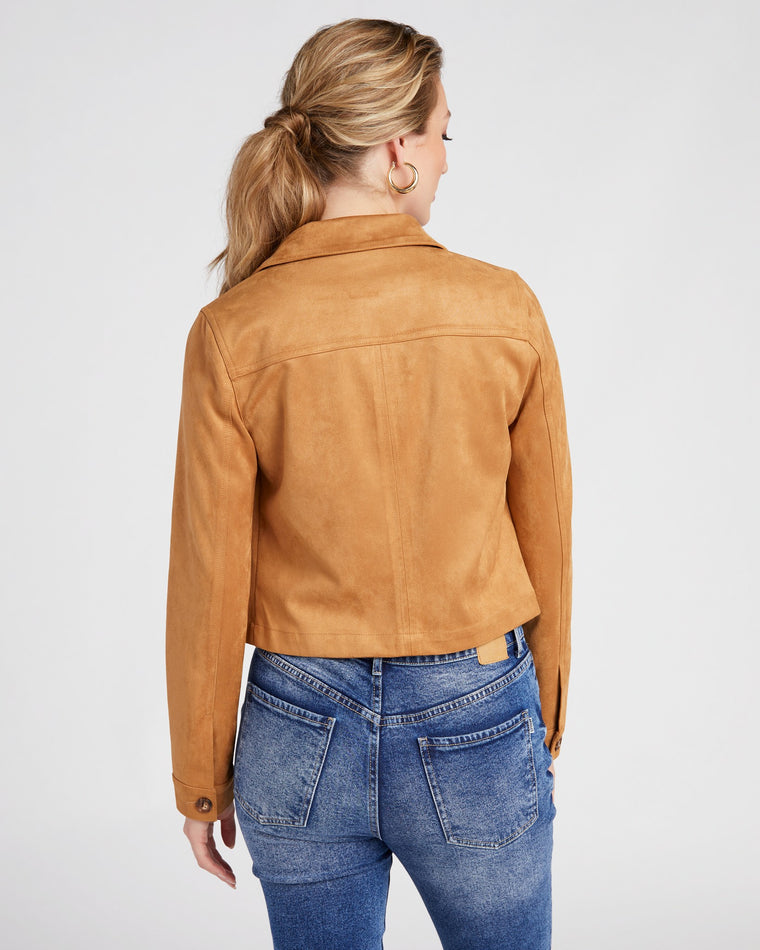 Toffee $|& Kut From The Kloth Matilda Crop Faux Suede Trucker Jacket - SOF Back