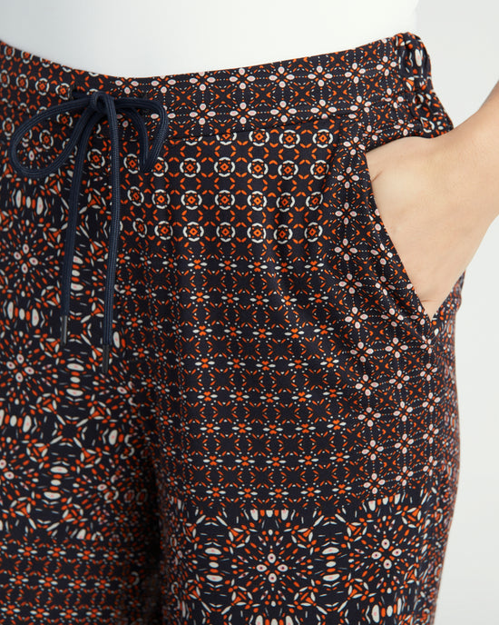 Patchwork Geo Ditsy Print Wine $|& Liverpool Pull On Wide Leg Crop Trouser - SOF Detail