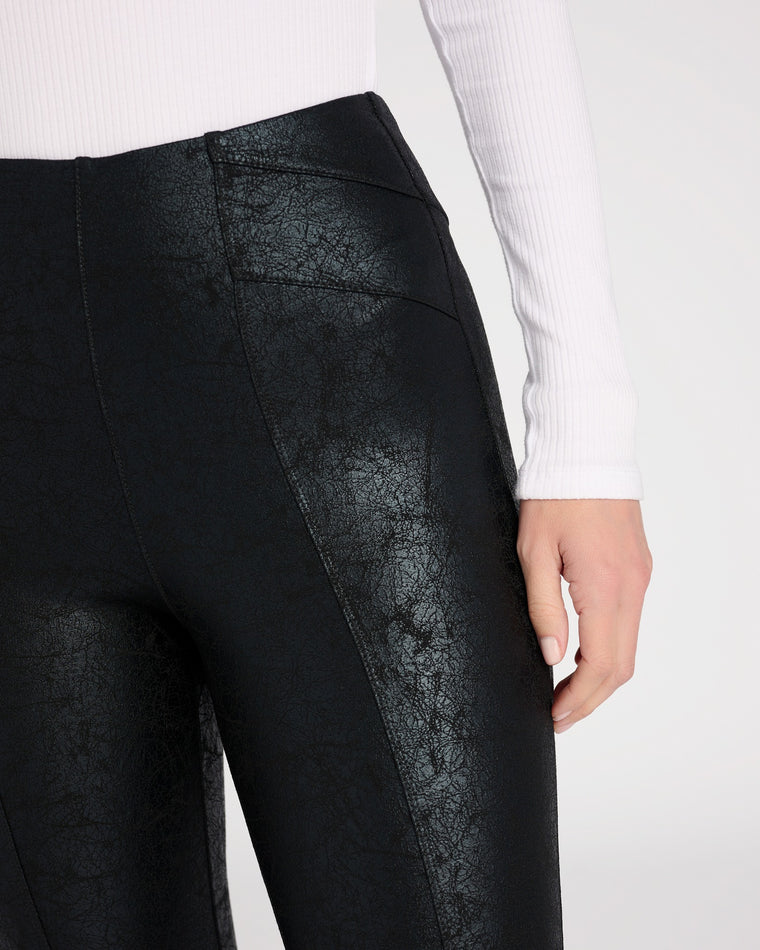 Black Crackle Coated Knit $|& Liverpool Reese Seamed Pull On Legging - SOF Detail