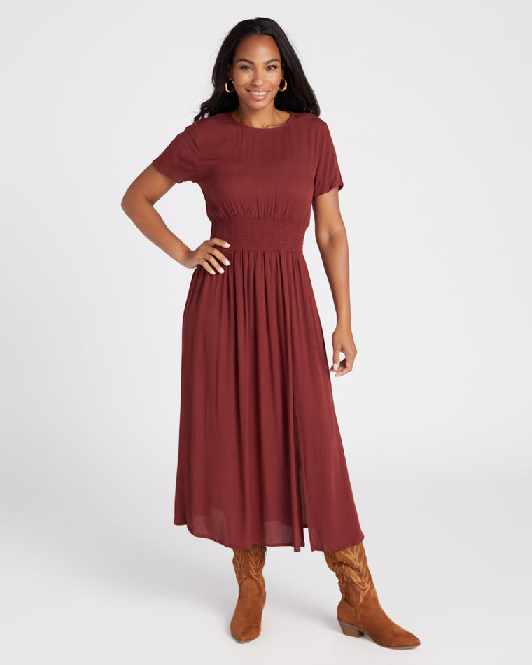 Terracotta $|& DEX Short Sleeve Knit Dress - SOF Front