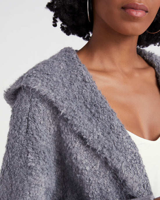 Heather Grey $|& Steve Madden Delsey Sweater Coat - SOF Detail