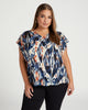 Shirred V-Neck Dolman Top withTie Sleeve in Plus