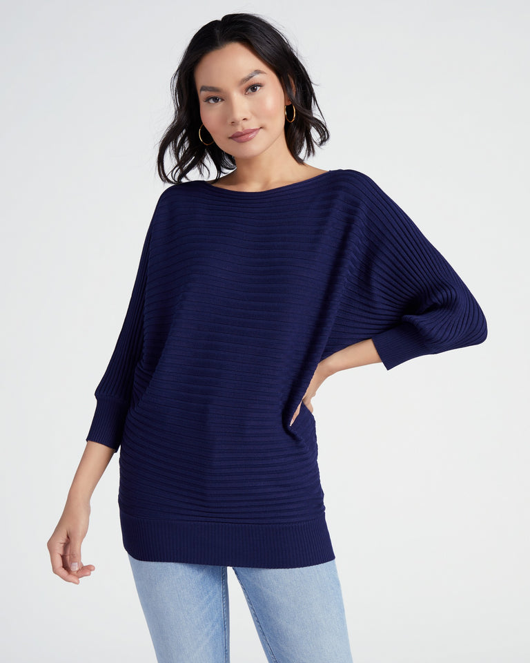 Ribbed Batwing Pullover Sweater