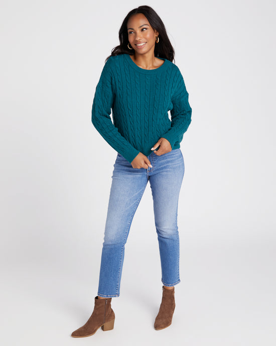 Pine $|& Apricot Aran Detail Boxy Pullover - SOF Full Front