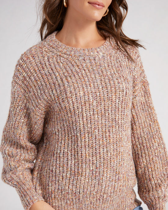 Pink $|& Apricot Textured Flecked Ribbed Sweater - SOF Detail
