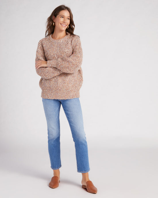 Pink $|& Apricot Textured Flecked Ribbed Sweater - SOF Full Front