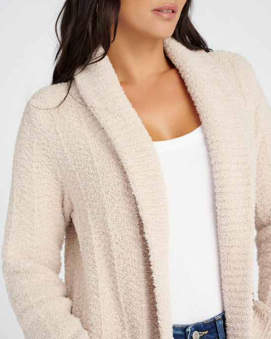 Stone $|& Barefoot Dreams Chenille Long Cardigan - SOF Detail