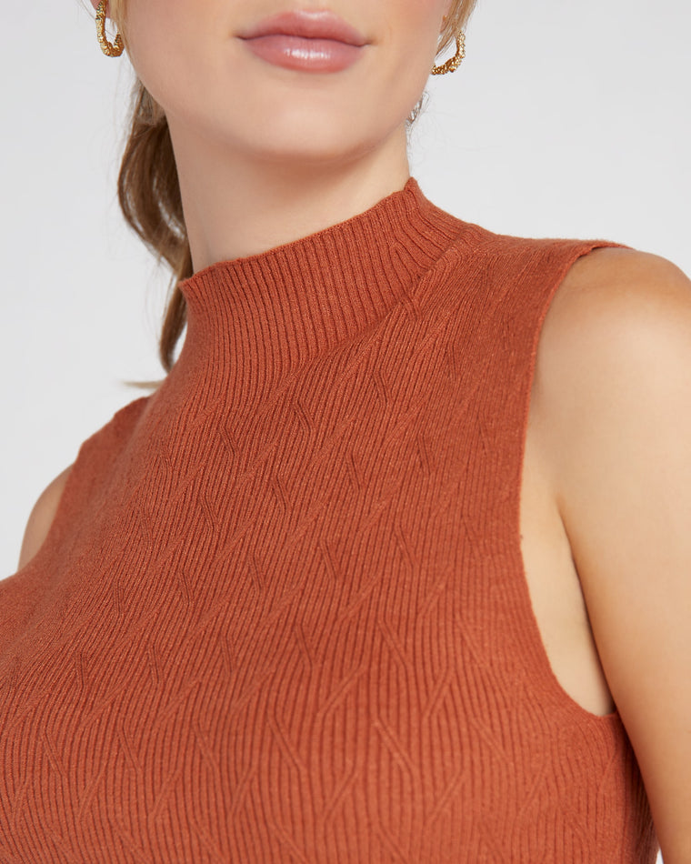 Baked Clay $|& Tribal Sleeveless Mock Neck Sweater Top - SOF Detail