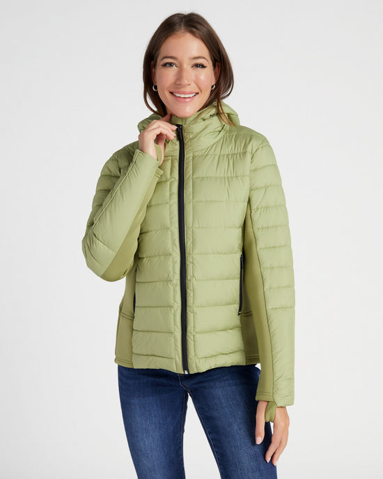 Moss Green $|& Tribal Removable Hood Puffer - SOF Front