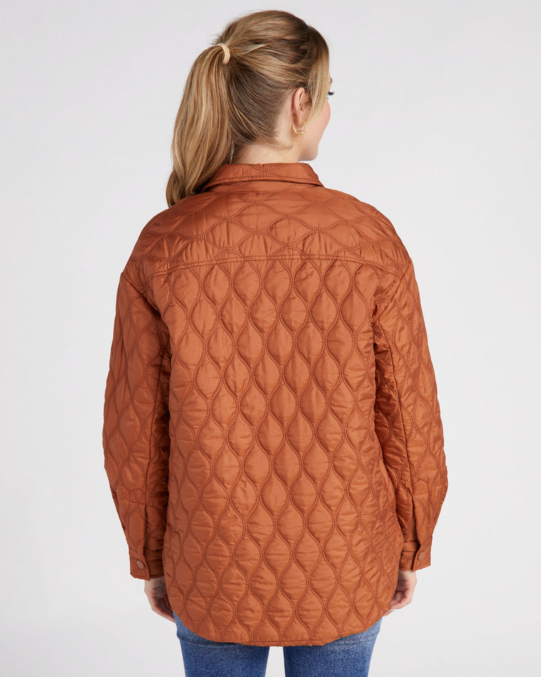Mocha $|& Tribal Quilted Snap Front Shacket - SOF Back