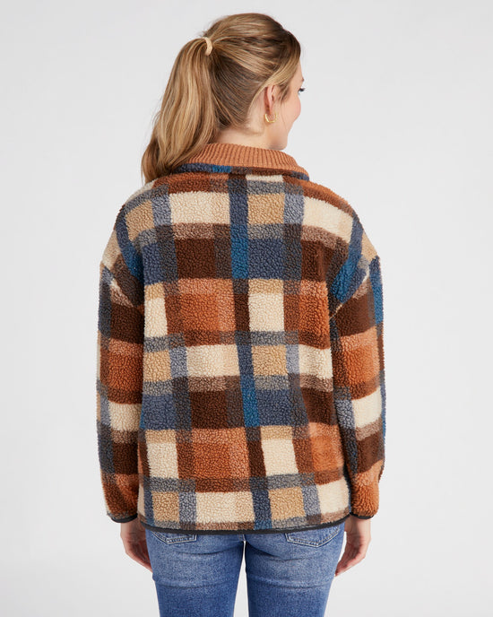 Baked Clay $|& Tribal 3/4 Plaid Zip Up Jacket - SOF Back