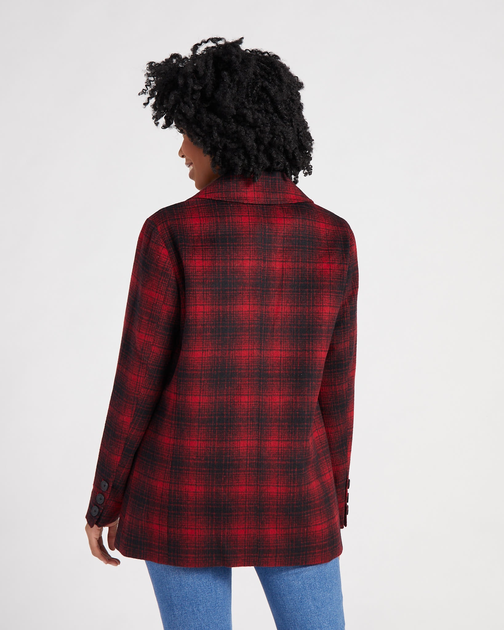 Earth Red $|& Tribal Lined Plaid Blazer - SOF Back