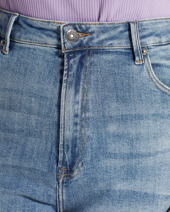Light Wash $|& Risen Jeans High Rise Clean Skinny - SOF Detail