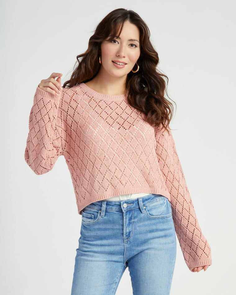 Champagne Blush $|& Z Supply Makenna Cropped Sweater - SOF Front