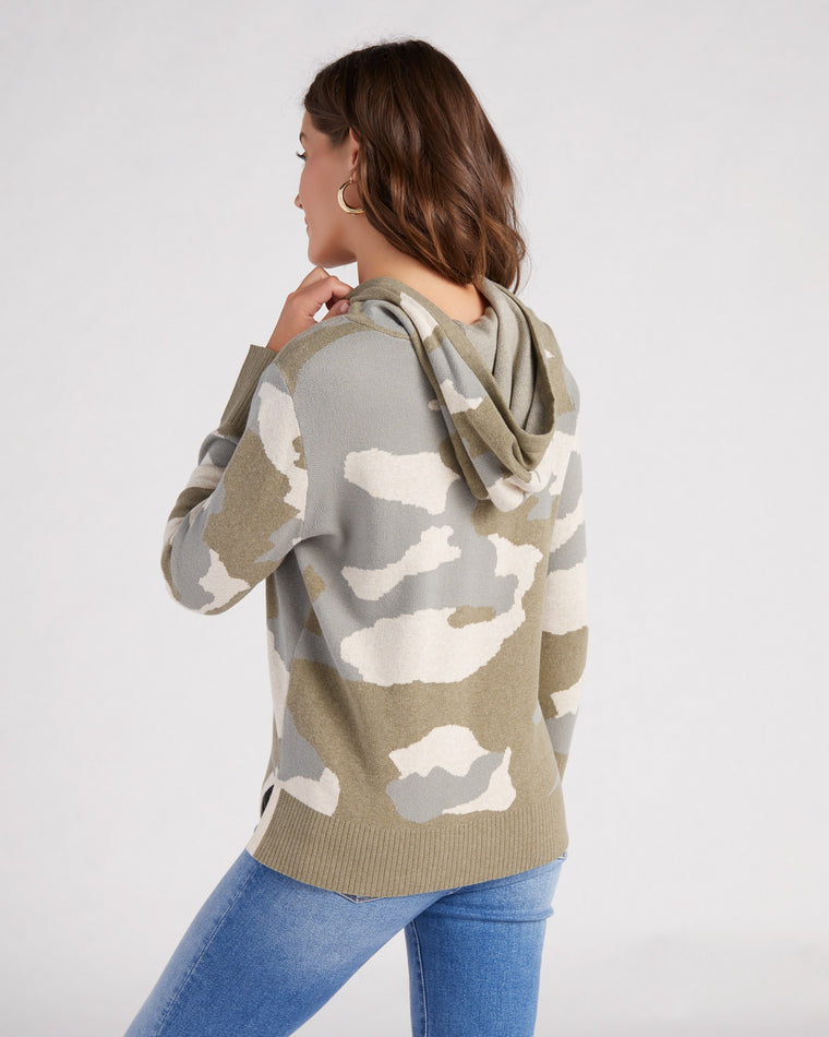 Heather Forest $|& Tribal Long Sleeve Camo Hoodie Sweater - SOF Back