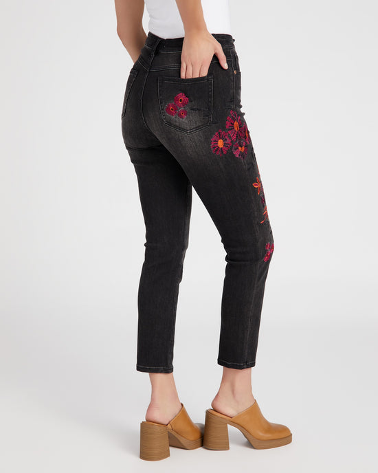 Dusty Black $|& Tribal Audrey Embroidered Slim Ankle - SOF Back