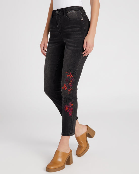 Dusty Black $|& Tribal Audrey Embroidered Slim Ankle - SOF Front