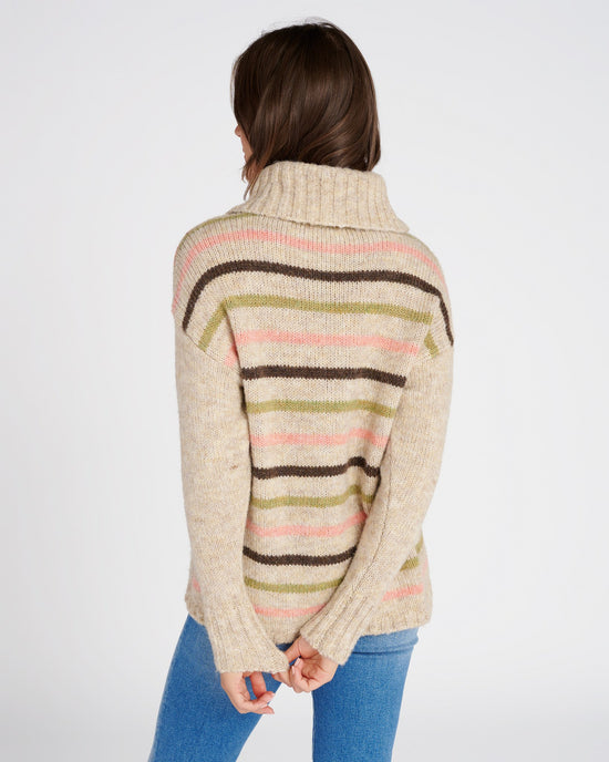 Oatmeal $|& Tribal Novelty Print Cowl Neck Sweater - SOF Back